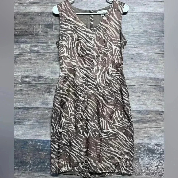 Banana Republic Brown and White Animal Print Sleeveless Mini Dress - Picture 1 of 8